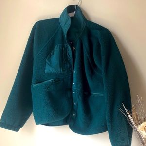 Free people hit the slopes fleece jacket dark turquoise